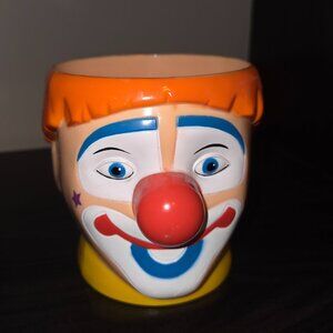 Ringling Brothers Scary Circus Clown Mug Cup Barnum & Bailey Hard Plastic 4"